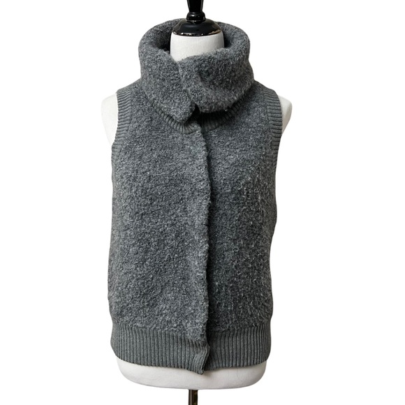 Gap Alpaca Wool Vest Snap Up Collar Boucle Look Medium - Picture 3 of 8